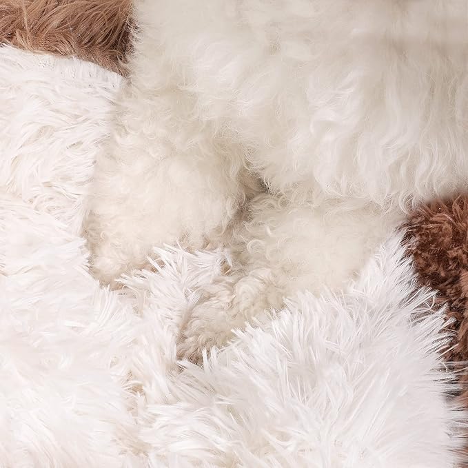NOYAL Dog Bed Round Hooded Plush Cat Cave Donut Anti Anxiety Fluffy Dog Bed for Small Medium Dog and Cat