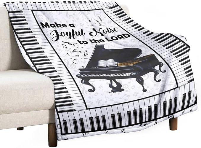 Piano Print Blanket Piano Keys Music Notes Musical Throw Blankets for Couch Sofa Bed Stuff Decor Lightweight Soft Cozy Fleece Plush Warm Flannel Blanket Gifts for Girls Boys Kids Adults 40"x50"