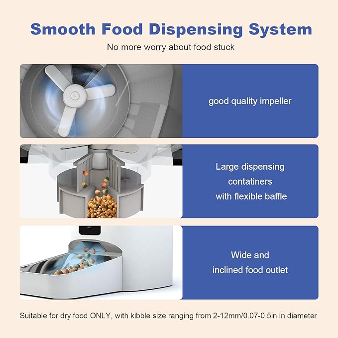 WiFi Automatic Cat Feeder, 4L Food Dispenser with 10s Voice Recorder, Pet Feeder up to 10 Meals per Day, Timed Cat Feeder with Dry Food Sealed Ring (White, 4L-WiFi)