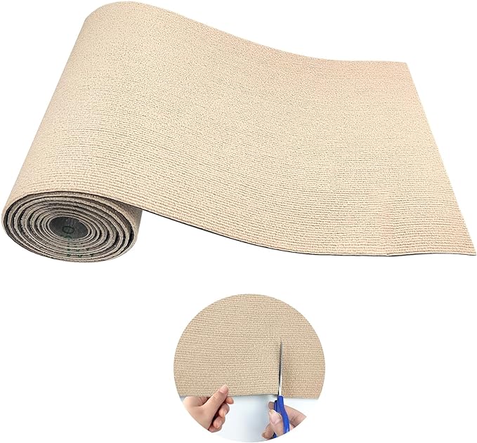 Trimmable Cat Scratching Post Carpet Covered 78.7”x15.8” Self-Adhesive Cat Tree Shelves Replacement Parts Mat Cat Scratcher for Cat Tree Shelves Steps Couch Furniture DIY Protector(Beige)