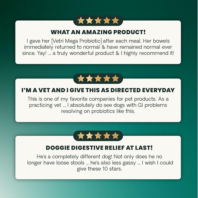 VetriScience Extra Strength Gut Health Probiotics for Dogs & Cats, Digestion Support, Gas & Diarrhea, Itchy Dogs, Cough, Immune Support, 7.5 Billion CFU Per Capsule, 120 Count