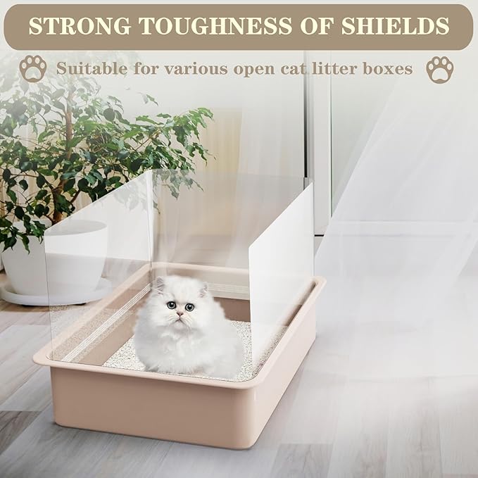 12Pcs Cat Litter Box Pee Shields Litter Box Shields Litter Box Splash Guard for Open Top Litter Box Litter Box Privacy Screen Transparent Easy Clean -Litter Box Not Included