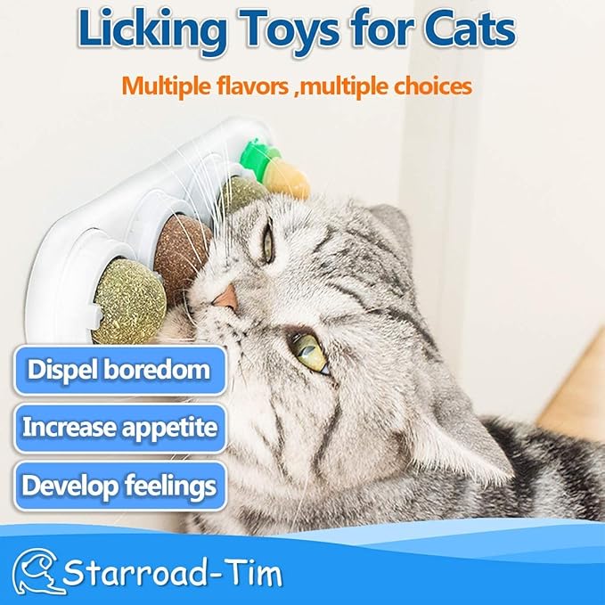 Catnip Balls Catnip Toy for Cats Rotatable Edible Balls Natural Healthy Self-Adhesive Catnip Edible Balls (White)
