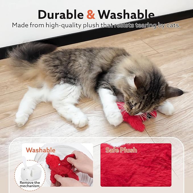 Flapping Cardinal Cat Toys, Interactive Cat Exercise Toy with Lifelike Bird Chirp, USB Rechargeable Automatic Cat Kicker Catnip Toys for Bored Indoor Adult Cats Kittens
