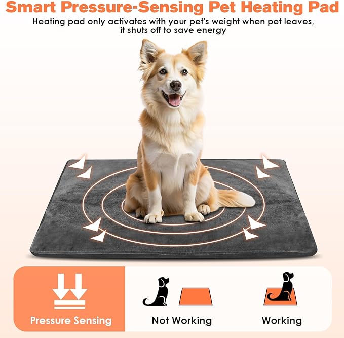 Dog Heating Pad, 9 Adjustable Temperature Pet Heating Pad, Electric Heating Blanket for Dogs, Heated Dog Pad Mat with Chew Resistant Cord for Puppy Cat Animal, 28"x18"