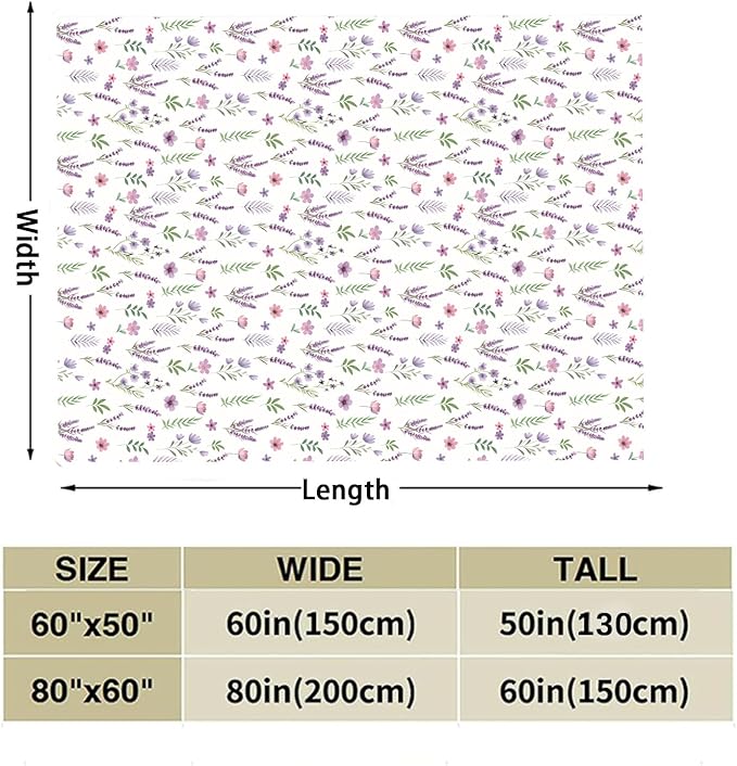 Purple Lavender Floral Throw Blanket Flower Botanical Throw Blankets Ultra Soft Cozy Flannel Throw Blanket Lightweight Fleece Fuzzy Plush Throw Blankets for Bed Chair Couch 60" X 80"