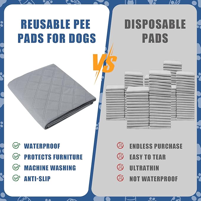 PatiencET Washable Pee Pads for Dogs 18'' x 24" Reusable Pee Pads for Dogs 2 Pack Puppy Pads Potty Pee Pads with Waterproof Bottom for Pet Training, Whelping and Incontinence