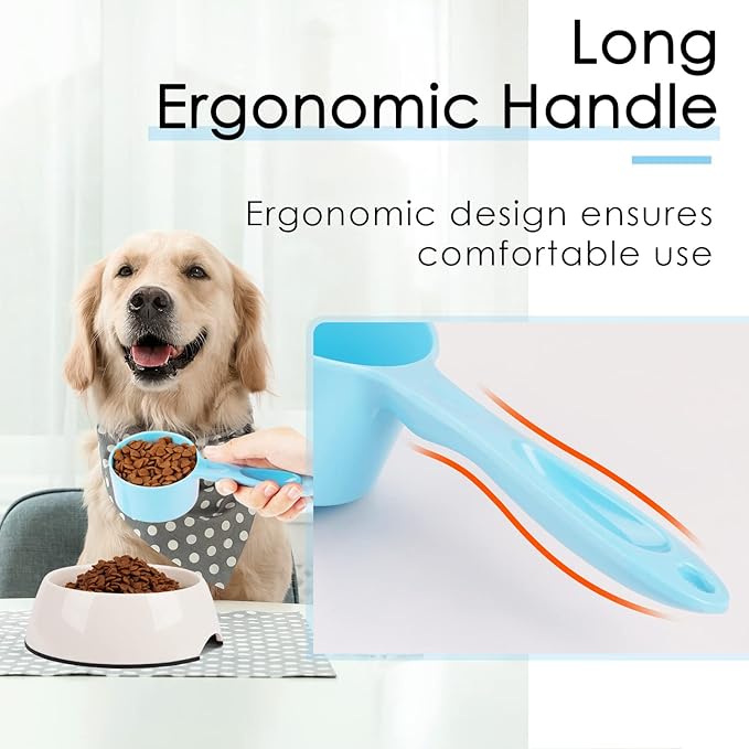 Super Design 1/2 Cup Dog Food Scoop for Container Melamine Measuring Scoop for Dogs Cats Birds and Rabbits Pet Food Feeding Scoop Dishwasher Safe - Baby Blue