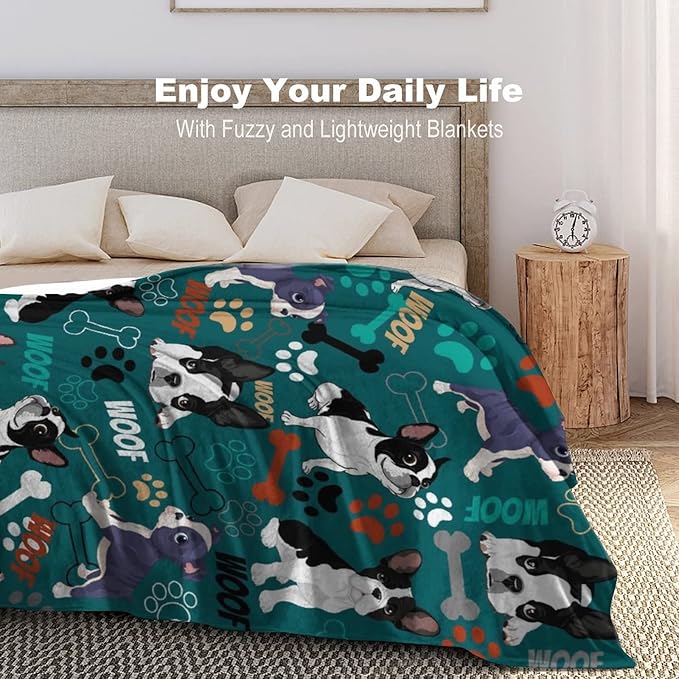 Boston Terrier Blanket Soft Cozy Boston Terrier Throw Blankets for Kids Girls Women Adults Dog Lover Gifts 60"X50"