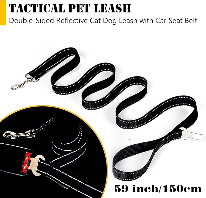 Tactical Cat Harness and Leash for Walking Escape Proof, Adjustable Cat Vest Harness Easy Control with Pet Cowboy Costume for Cat, Puppy and Small Dog (Red and Black)