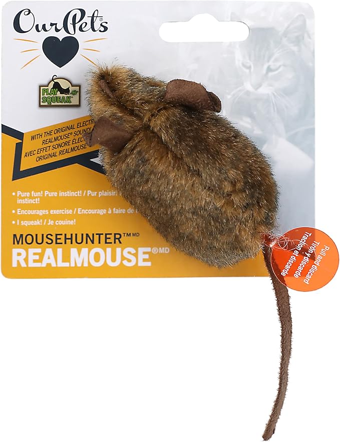 OurPet's Play-N-Squeak Mouse Hunter Cat Toy (Interactive Cat Toy & Catnip Toy with Real Mouse Electronic Sound) Perfect Toys for Indoor Cats with Catnip