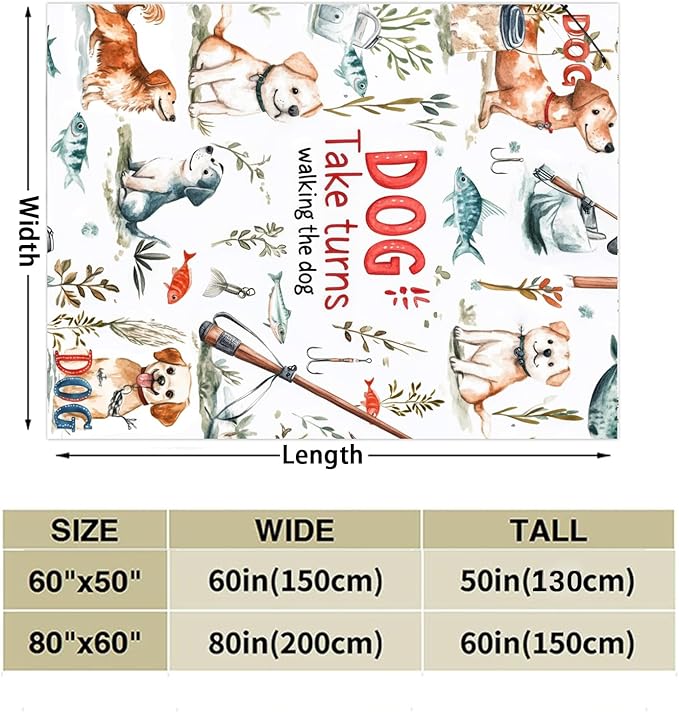 Tupmnbry Dog Throw Blanket Cute Dog Animal Pattern Blanket Super Soft Flannel Fleece Blankets Lightweight Fluffy Plush Bed Blanket for Bedding Sofa and Travel 60"X80"