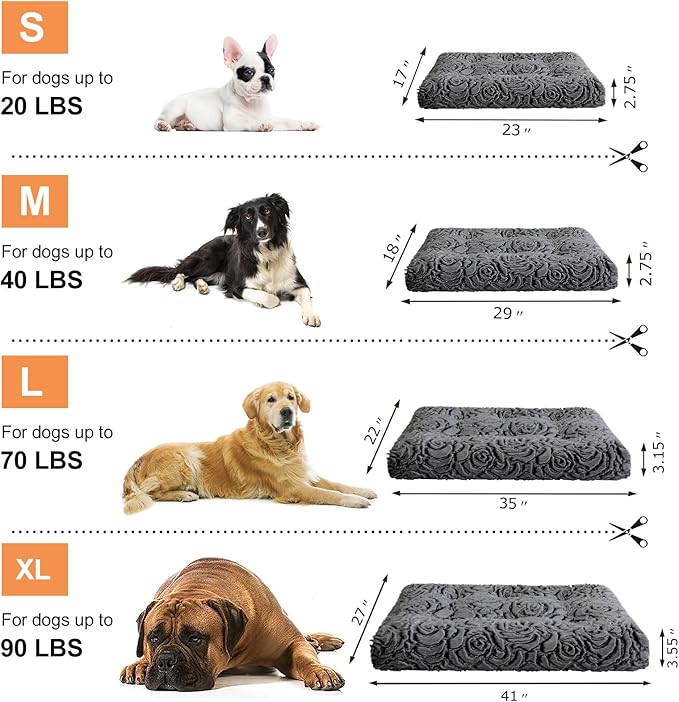 2 in 1 Dog Bed Crate Pad Mat Washable Reversible (Cool & Warm) Soft Fluffy Pet Kennel Beds for Large Medium Small Puppy Cat Sleeping Mattress Machine Wash Dog Cooling Mats (Dot Dark Grey, 29"*21")