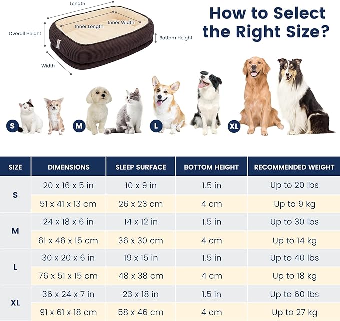 Miguel Orthopedic Dog Bed for Medium Dogs, Memory Foam Pet Bed Washable Removable Cover, Calming Puppy Bed with Sides, Dog Couch Comfort Sofa, Egg Foam Support, Non-Slip Bottom, Brown 30 inches