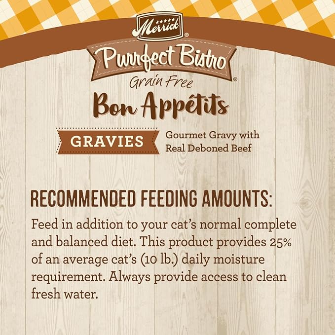 Merrick Purrfect Bistro Bon Appetits Premium Grain Free Wet Cat Food Topper, Chicken Recipe Chunks In Gravy - (Pack of 24) 3 oz. Pouches