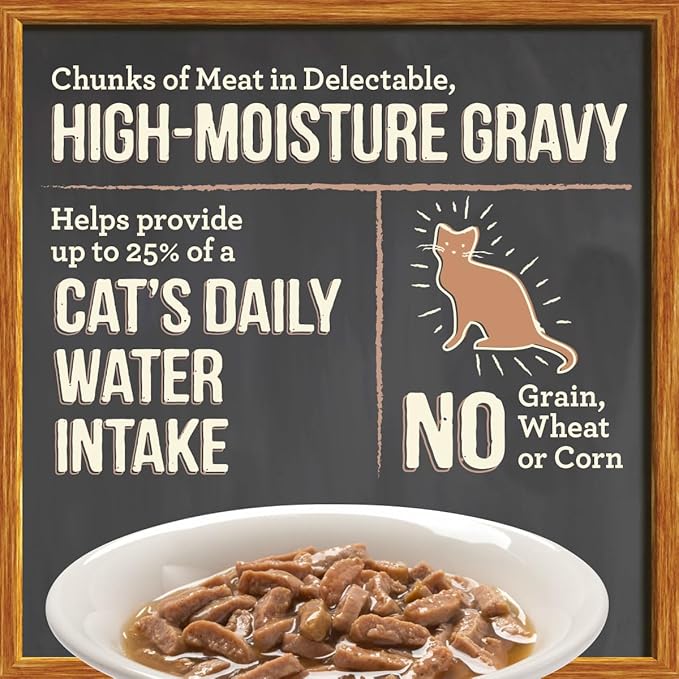 Merrick Purrfect Bistro Bon Appetits Premium Grain Free Wet Cat Food Topper, Chicken Recipe Chunks In Gravy - (Pack of 24) 3 oz. Pouches