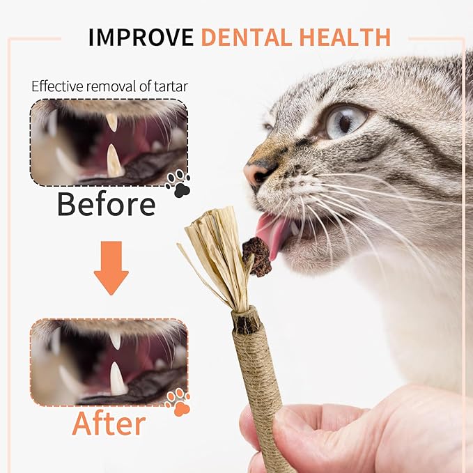Catnip Toys with Silvervine for Cats, Cat Chew Toy for Kitten Teething, Interactive Cat Toy for Indoor Cats, Silvervine Sticks Cat Toys