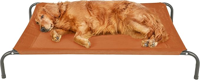 FurHaven Elevated Pet Cots - Cooling & Breathable Nylon Mesh Hammock for Large Dogs/Easy-to-Assemble / / Durable and Reinforced/Perfect for Rest & Relaxation Outdoors - Terracotta Red, Large
