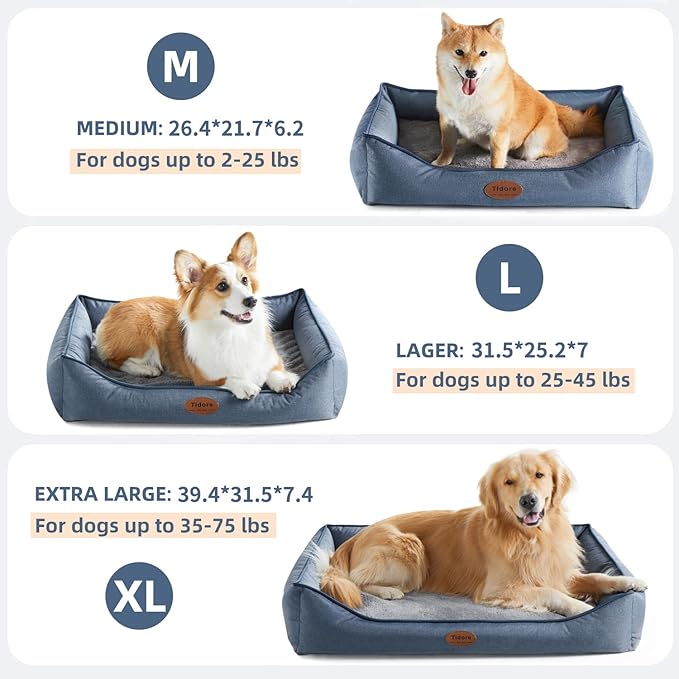Orthopedic Dog Beds for Medium Large Dogs, Durable Egg Crate Foam Sofa Dog Bed wit Washable Removable Cover,Waterproof Lining and Nonskid Bottom,Pet Bed for Large Dogs (Denim Blue, X-Large)