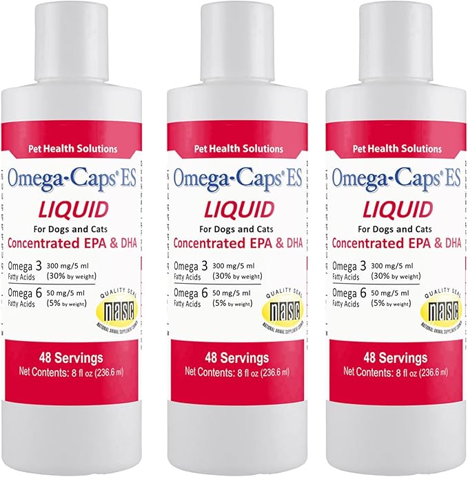 Omega-Caps ES Liquid for Dogs and Cats, Concentrated EPA and DHA, Omega-3 Liquid Supplement, Fatty Acids, Antioxidants, Vitamins Minerals, Supports Healthy Joints, Skin & Coat, 24-oz
