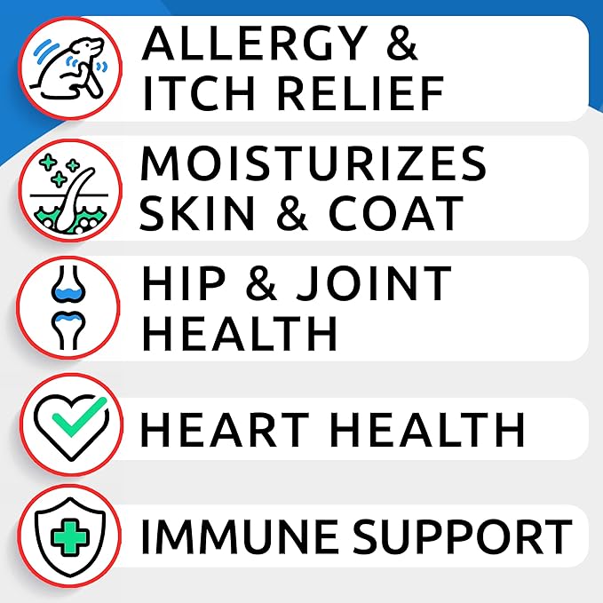 BARK&SPARK Omega 3 for Dogs - 150 Fish Oil Treats for Dogs - Skin and Coat Supplement - EPA & DHA Fatty Acids - Canine Salmon Oil - Krill and Cod