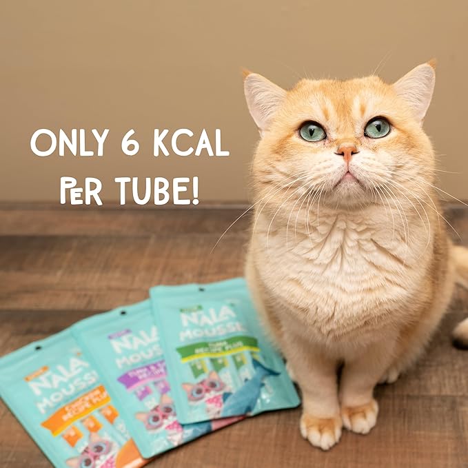 LOVE, NALA -Brain & Heart Health - Tuna Plus Omega 3 Mousse - Wet Food Cat Puree - Lickable Cat Squeeze Up Treat, Topper - Grain Free, Fiber, Minerals, Vitamins - 4 Pack 2 oz.