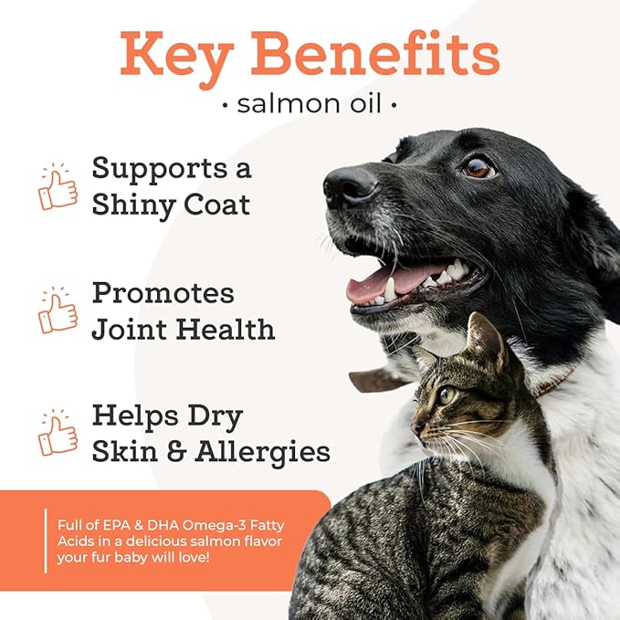 VetPro Complete Pure Wild Alaskan Salmon Oil Supplement for Dogs & Cats, 16 Ounces, Omega 3 & 6 Liquid Fish Oil, EPA + DHA Fatty Acids, Coat & Joint Support, Helps Dry Skin & Allergies, Add to Food
