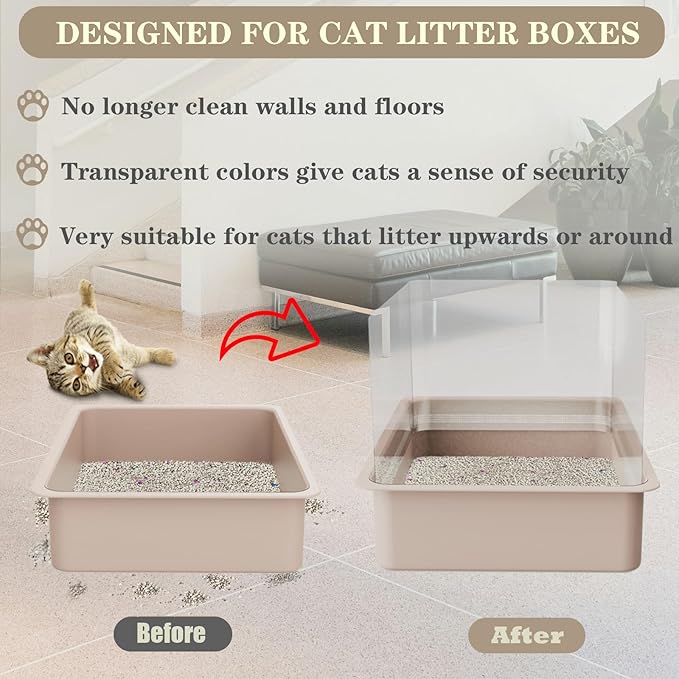 12Pcs Cat Litter Box Pee Shields Litter Box Shields Litter Box Splash Guard for Open Top Litter Box Litter Box Privacy Screen Transparent Easy Clean -Litter Box Not Included