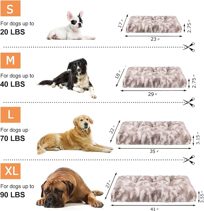 2 in 1 Dog Bed Crate Pad Mat Washable Reversible (Cool & Warm) Soft Fluffy Pet Kennel Beds for Large Medium Small Puppy Cat Sleeping Mattress Machine Wash Dog Cooling Mats (Dot Brown, 29"*21")