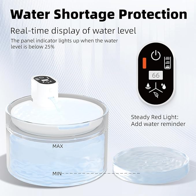 Ceramic Cat Water Fountain,2.3lL/78oz Cat Water Fountain Cordless Automatic with Ultra-Quiet Pump and 4 Filter for Cats, Dogs, Multiple Pets