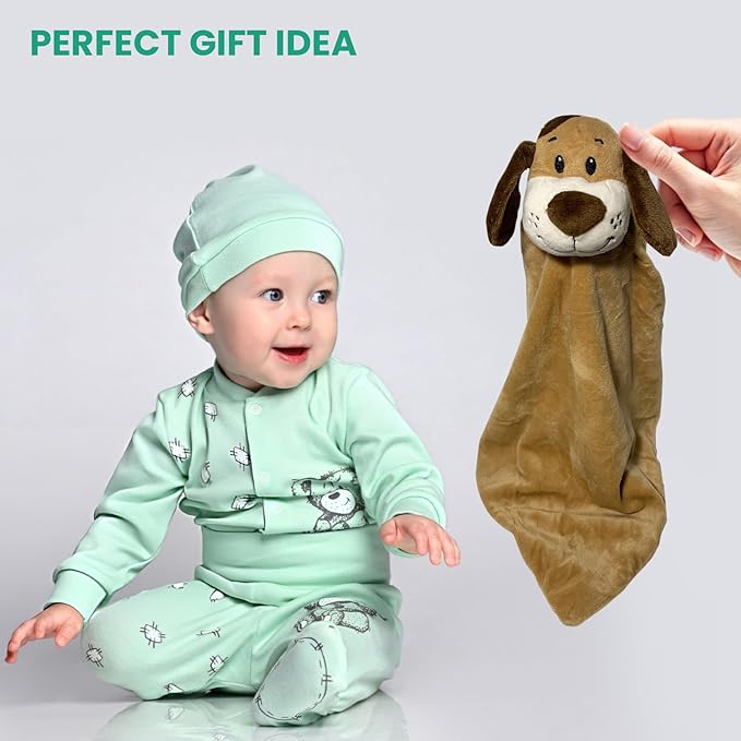 Security Blanket - 18" Tall Soft Fleece Blanky for Boys & Girls - Soothing Baby Blanket With Plush Stuffed Animal Puppy Dog