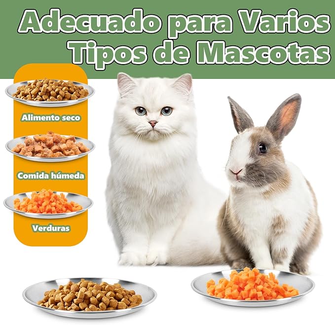 Wide Whisker Friendly Cat Dishes Set 6.7", Stainless Steel Cats Bowls, Shallow Food Bowl, Indoor Kitten Feeding Wet & Dry Food Dish to Prevent Whisker Fatigue(13 OZ) (Cat Dishes, 6 PCS)