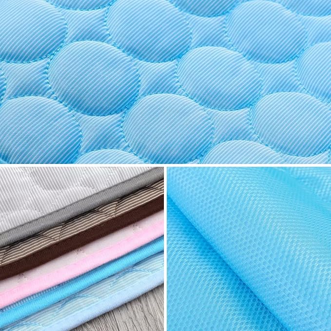 Dog Cooling Mat Washable, Portable Summer Dog Pad, Water-Absorbent Pet Cooling Pad, Ice Silk Self-Cooling Mat for Dog for Kennel/Sofa/Bed/Floor/Car Seats(Light Blue,27x39in)
