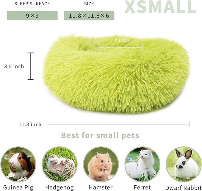 Hamster Bed Soft Warm Cushion for Small Animal - Comfortable Sleep Mat Pad for Guinea Pigs/Hedgehog/Squirrel/Mice/Rats/Chinchilla Nest House 11.8 inch Green