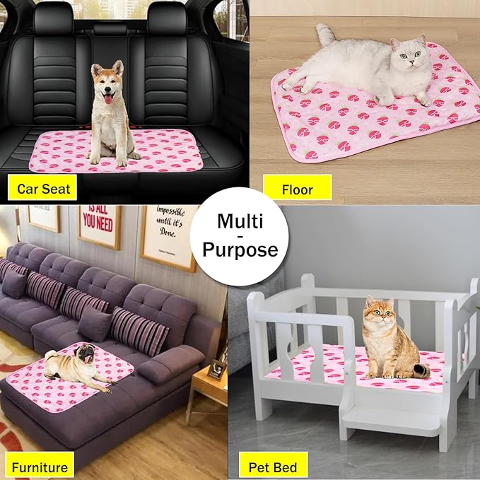 Dog Ice Pad Ice Silk Cats Kennel Mat Pet Cooling Pad Summer Cool Bamboo Mat Breathable Pad (Strawberry, S)