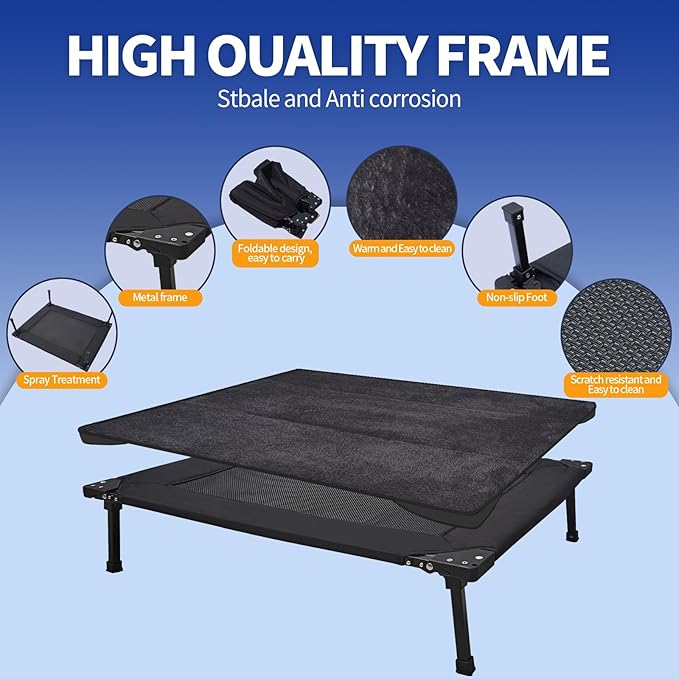 Pozico Foldable Dog Bed Cooling Raised Dog Bed with Metal Frame, Portable Dog Cots, Easy to Clean, Breathable Mesh, Small/Medium Dogs Cats Pets Bed, Indoor Outdoor Use, Travel, Camping, Black-M