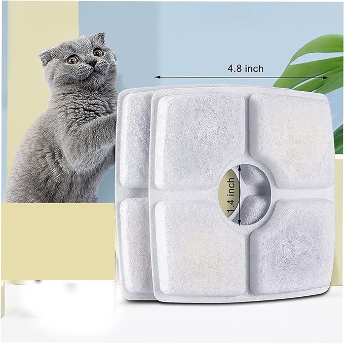 Cat Water Fountain Filters,10 Pack Replacement Filter Fit for Top Square 84oz/2.5L Cat Pet Fountain, 3 Filtration System