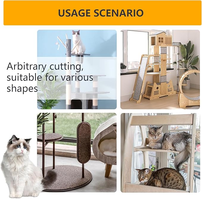 120"x15.8" cat Scratch Furniture Protector Keep Couch Sofa Protection Anti Claws Corner Wall Scratcher Post sisal Scratching mat Carpet pad Cover Fabric Tree Guards remnants (Black)