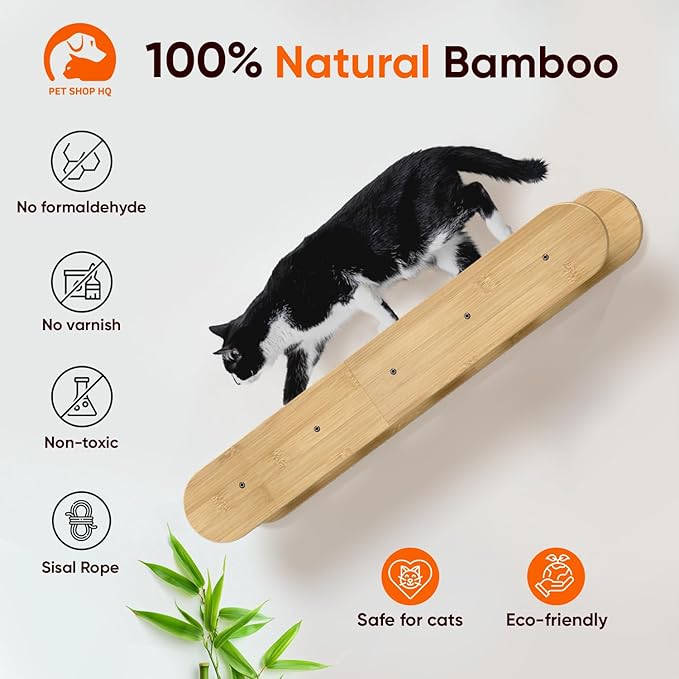Cat Wall Shelves Furniture for Climbing - Cat House Wall Mounted - Indoor Wooden Floating Cat Furniture - Different Models Including Shelves, Perches, Hammock, Bed, Bridges, Walkways
