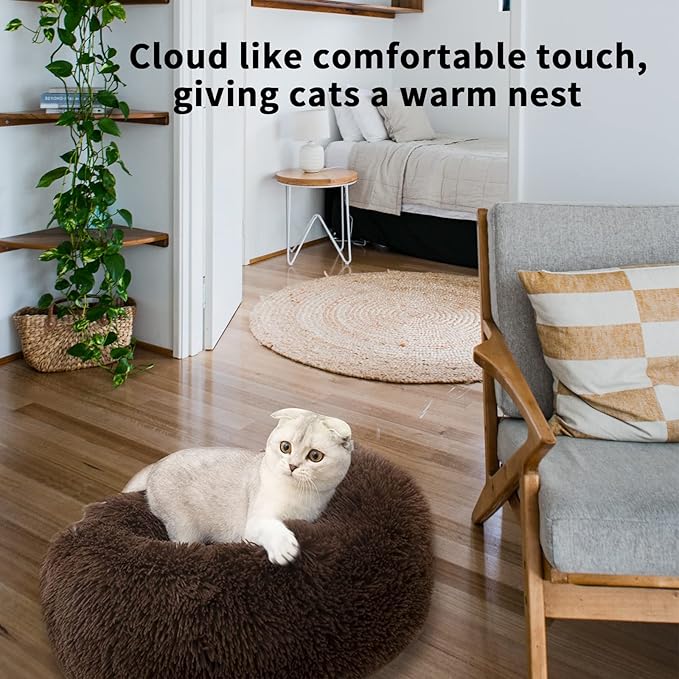 Nisrada Dog Bed for Small Medium Large Dogs, 20 inch Calming Dogs Bed, Washable-Round Cozy Soft Pet Bed for Puppy and Kitten with Slip-Resistant Bottom