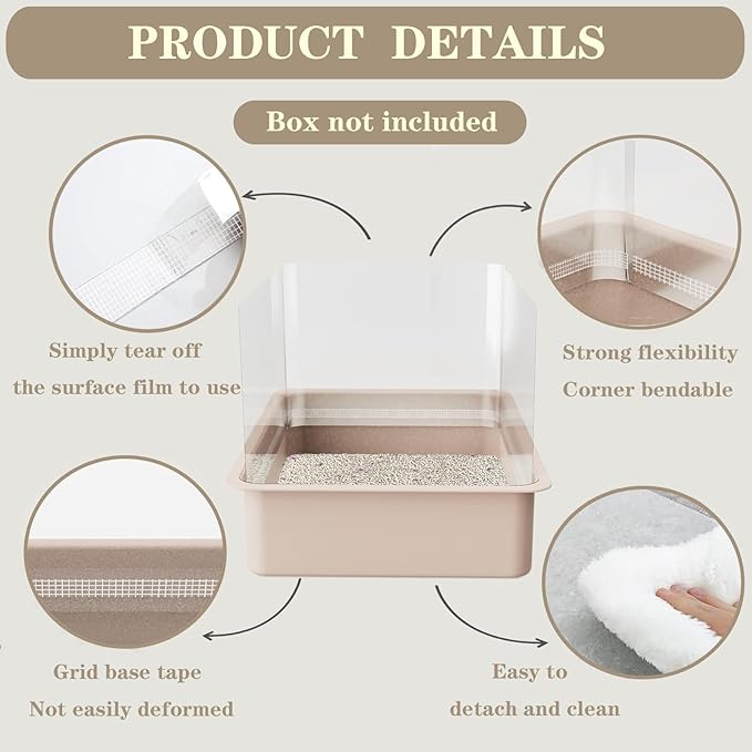 12Pcs Cat Litter Box Pee Shields Litter Box Shields Litter Box Splash Guard for Open Top Litter Box Litter Box Privacy Screen Transparent Easy Clean -Litter Box Not Included