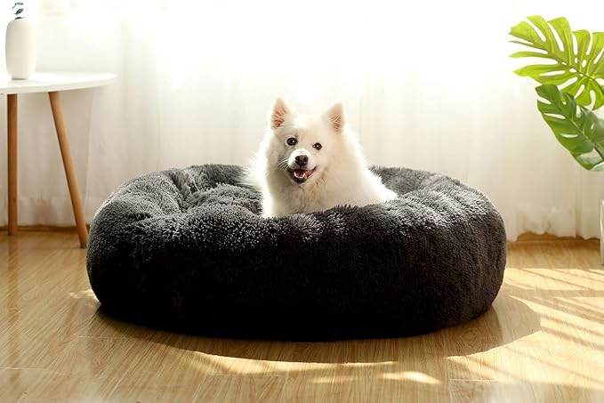 JEMA Calming Dog Beds for Medium Large Dogs,Washable Donut Cuddler Pet Bed Cushions,Durable & Cozy Soft Dog Bed with Removable Pad 24 Inch