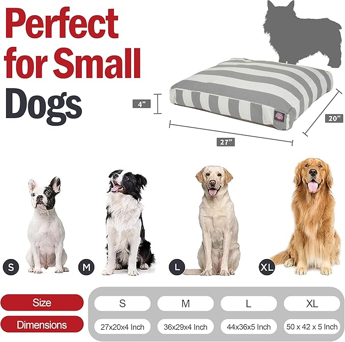 Majestic Pet Rectangle Small Dog Bed Washable – Non Slip Comfy Pet Bed – Dog Crate Bed with Removable Washable Cover – Dog Kennel Bed for Sleeping - Dog Bed Small Breed 27x20x4 Inch – Gray