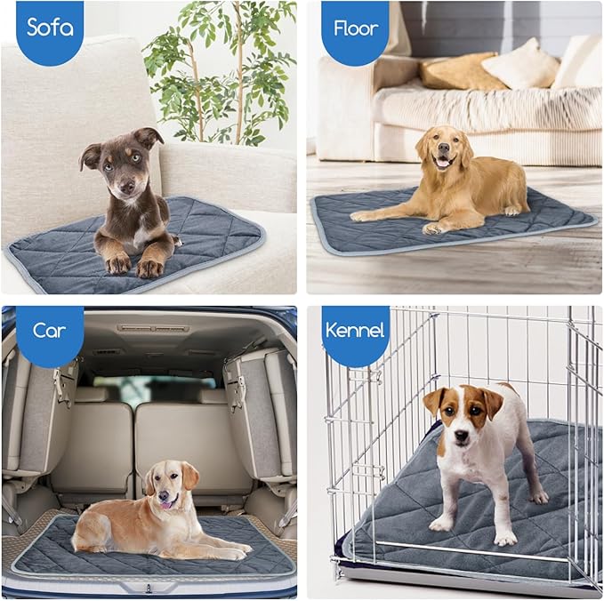 Nobleza Self Warming Pet Pad, Extra Warm Thermal Dog Crate Pad for Indoor Outdoor Pets, Washable Anti-Slip Kennel Mat for Medium Small Dogs and Cats, 28" × 19" Grey