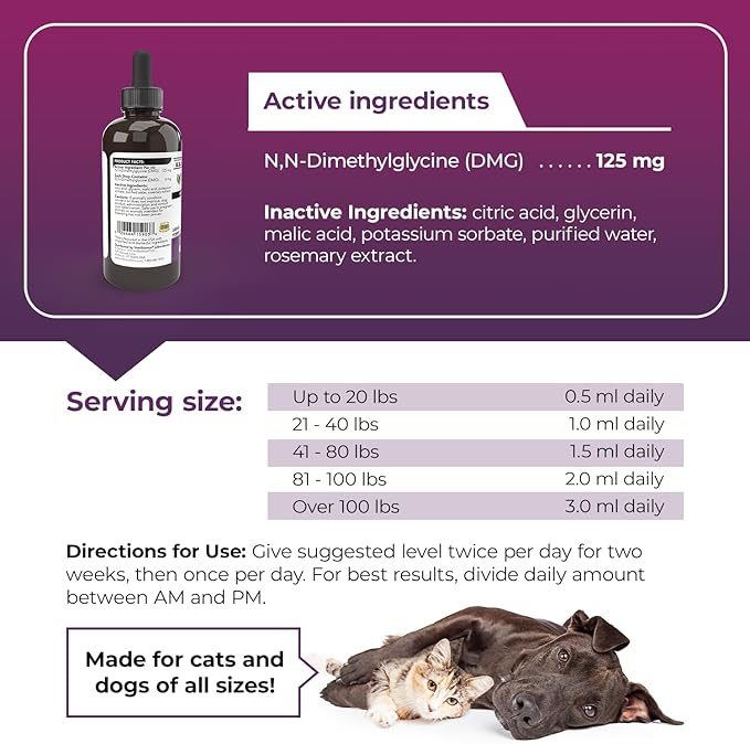 VetriScience Vetri DMG Liquid Drop - 114ml Bottle - Immune Support Supplements for Dogs and Cats