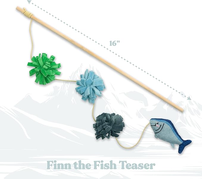 Stuffed Animal Cat Toy | Arctic Collection | Fish Teaser Toy for Indoor Cats | Cute Interactive Plush Toys for Swatting and Playing | Made of Eco-Friendly & Recycled Materials - Go Green!