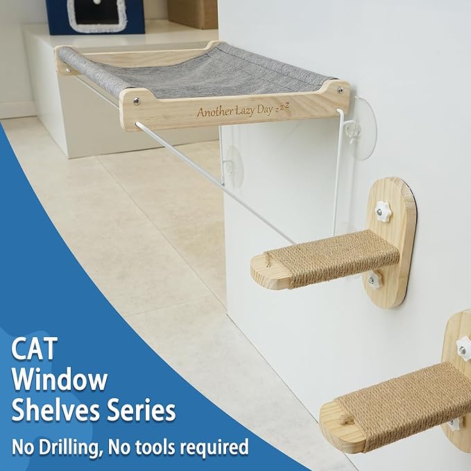 PETKARAY Cat Window Shelf, Original Cat Window Perch Stairs, Durable Cat Seat for Window Sill, Sturdy Window Step for Indoor Cats