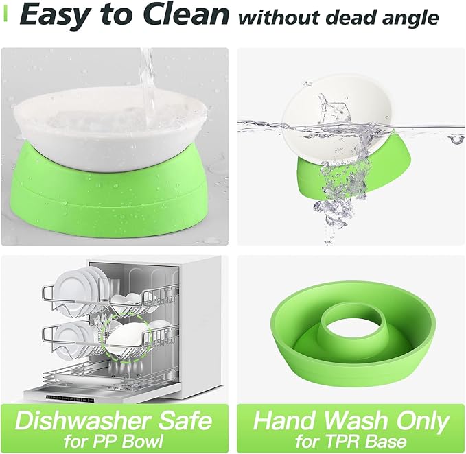 Cat Bowls Elevated Cat Food Bowl Adjustable Cat Dish Anti-Slip and Anti-Noise Raised Cat Bowl Protecting Pet’s Spine Thickened Plastic Bowl Suitable for Indoor Cats, 17 Oz