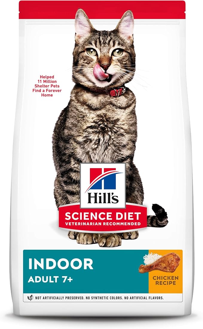 Hill's Science Diet Indoor, Senior Adult 7+, Easy Litter Box Cleanup, Dry Cat Food, Chicken Recipe, 7 lb Bag