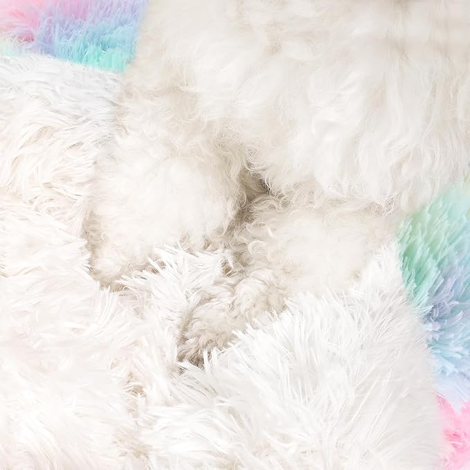 NOYAL Dog Bed Round Hooded Plush Cat Cave Donut Anti Anxiety Fluffy Dog Bed for Small Medium Dog and Cat
